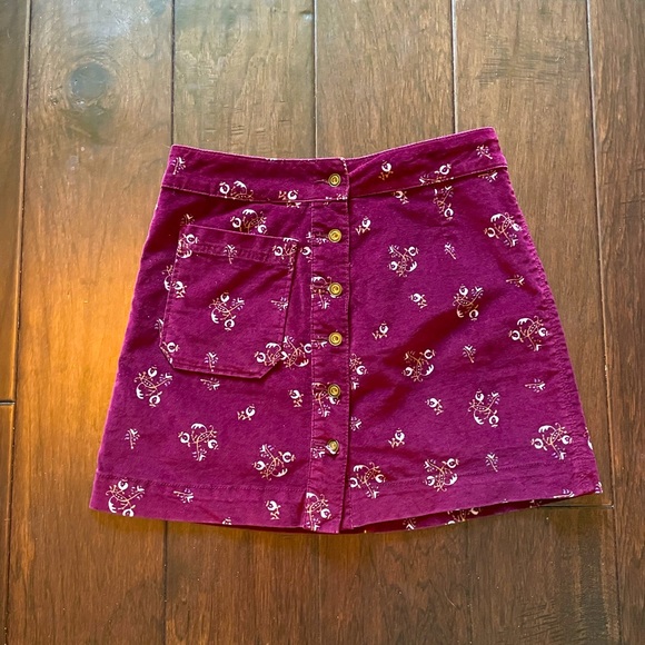 Free People purple velvet mini skirt